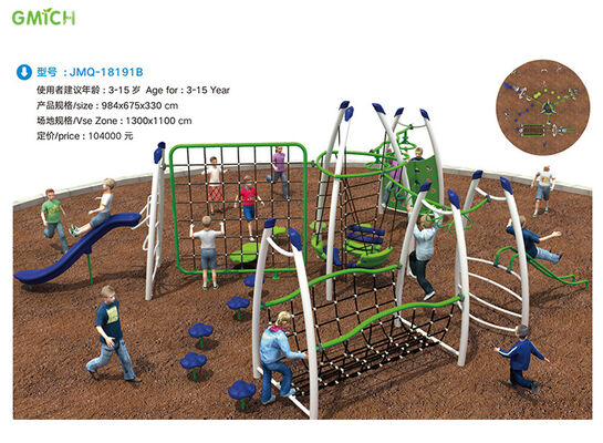 Environmentally Rope Climbing Playground Equipment Customized Design Combination