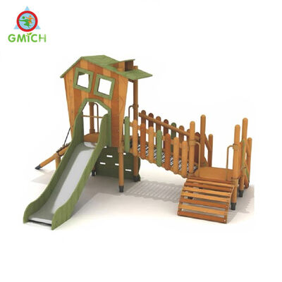 Wooden Good Quality Children Outdoor Game Play Equipment Joyful Kids Slide Sets China Playground Manufacturer