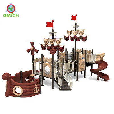 City Commercial Design Park Playground Pirate Shop Theme Joyful Park Fun Play Equipment  Plastic Slide Sets for Kids