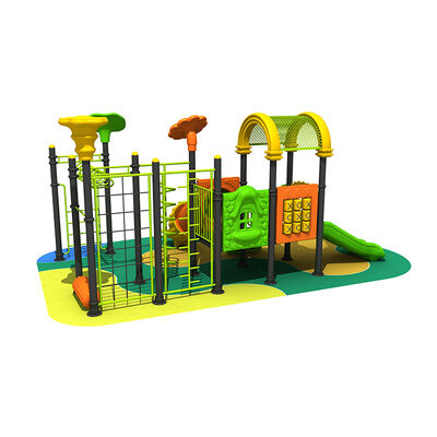 Outdoor Children’s Playground and Plastic Playground Slides in the Community Park