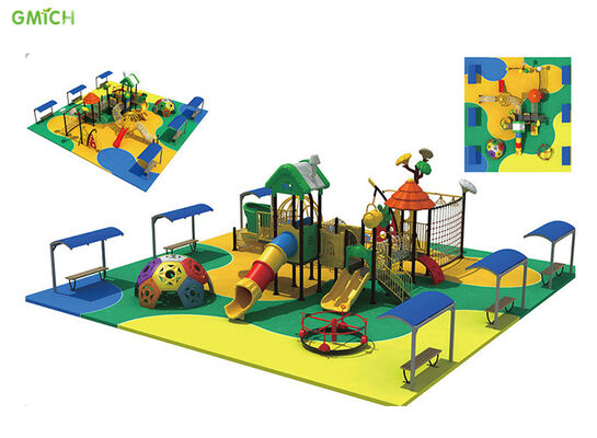 Penampilan menarik Peralatan taman bermain luar ruangan komersial Anak-anak Plastik Slide Set