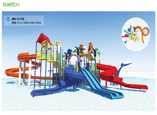 Slip Resistance Giant Water Slides Hotel Water Pool Playground Equipment