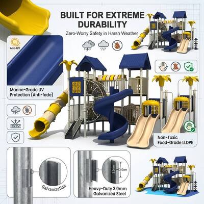 Supporting Equipment For Community Park Slides Outdoor Leisure Area Playground Sets