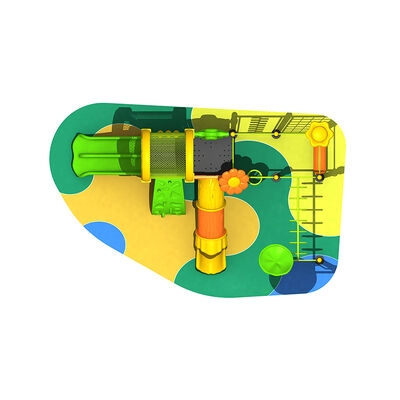 Outdoor Children’s Playground and Plastic Playground Slides in the Community Park